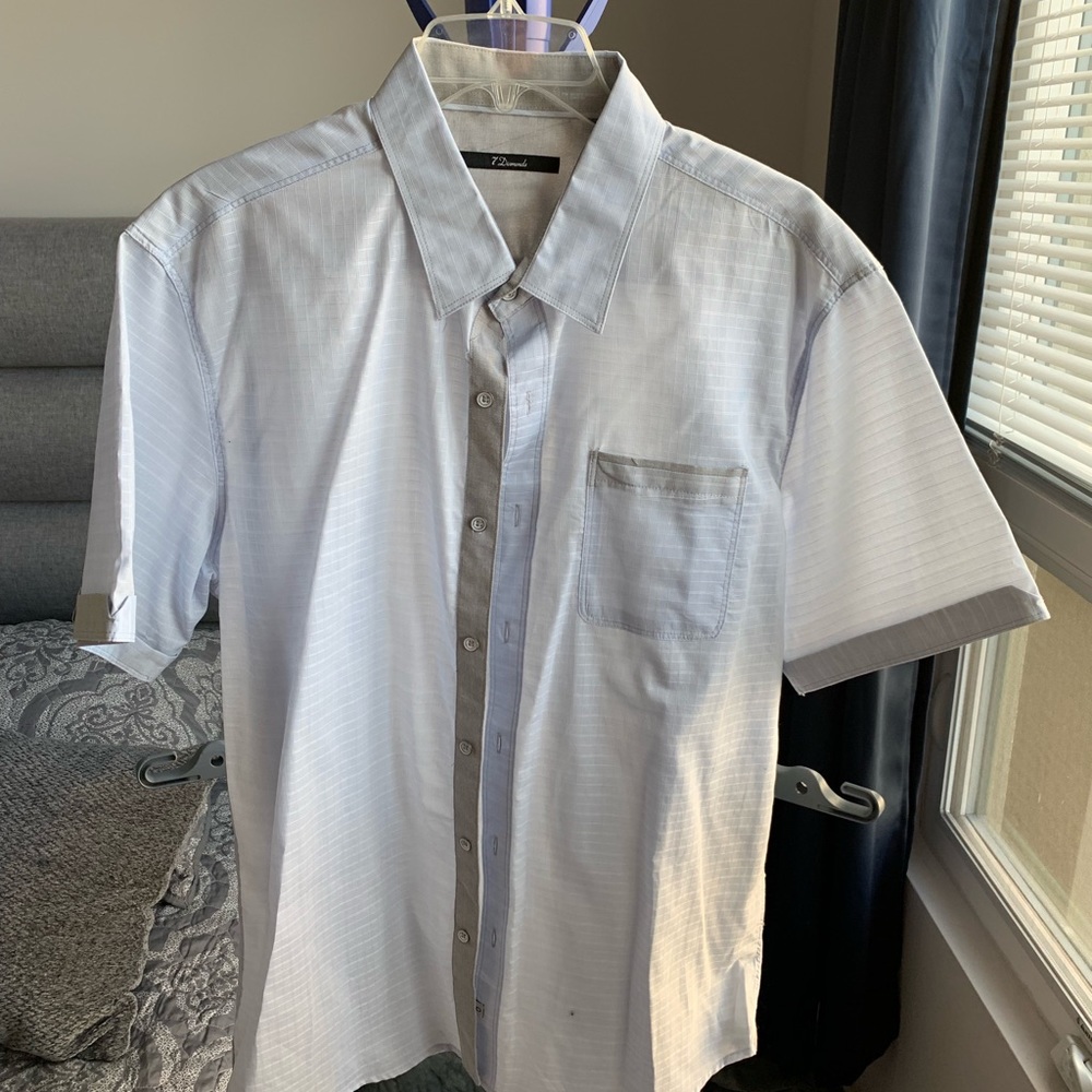7 diamonds short sleeve button down casual shirt
